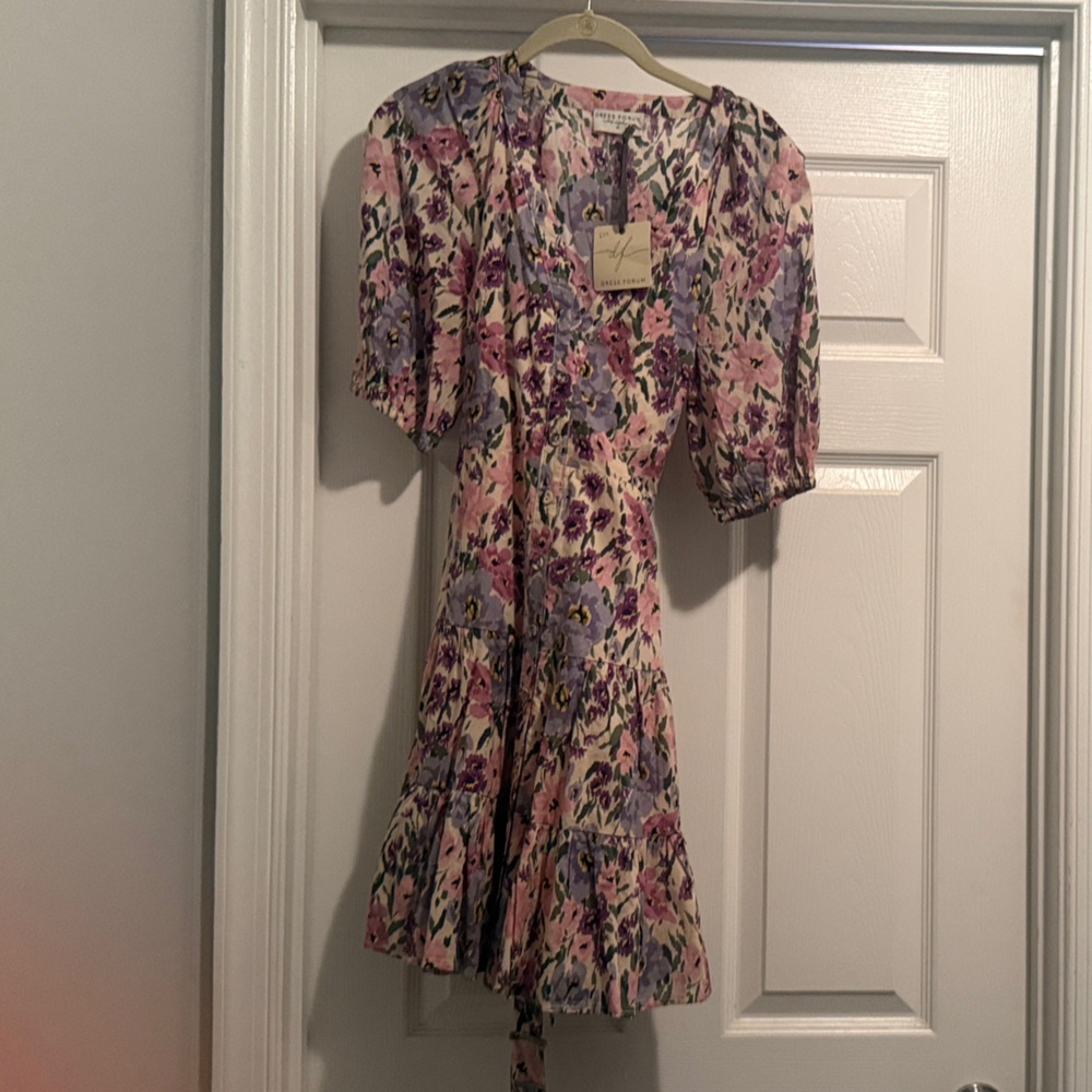 Dress Forum Floral Mini Dress in Pink and Lavender